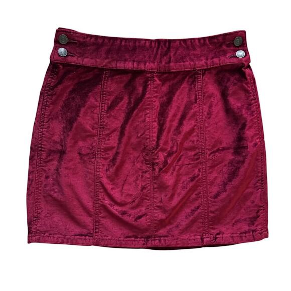 Free People Retro Velvet High Waist Mini Skirt 28 6 Burgundy Romantic Whimsigoth - Picture 2 of 14